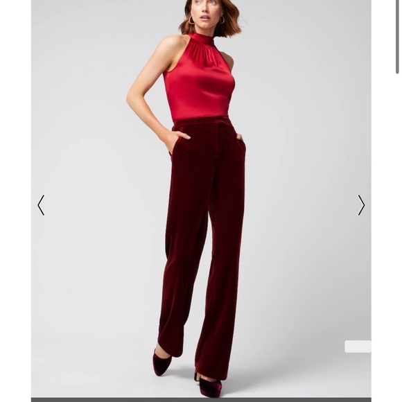 WHBM Red Velvet Trousers size0P NWT - Picture 5 of 5